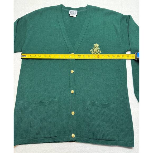 VTG Nikki Green Cardigan Sweater Large Gold Buttons Preppy Retro - Picture 4 of 5